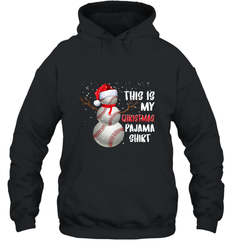 Baseball Snowman Christmas This is my Christmas Pajama Hooded Sweatshirt
