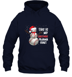 Baseball Snowman Christmas This is my Christmas Pajama Hooded Sweatshirt