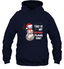 Baseball Snowman Christmas This is my Christmas Pajama Hooded Sweatshirt Hooded Sweatshirt - HHHstores