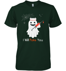 I will Poke You Halloween Funny Nurse Smiling Ghost Gift Men's Premium T-Shirt Men's Premium T-Shirt - HHHstores