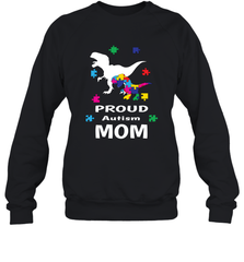Proud Autism Mom T Rex Dinosaur Autism Awareness Crewneck Sweatshirt Crewneck Sweatshirt - HHHstores
