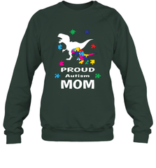 Proud Autism Mom T Rex Dinosaur Autism Awareness Crewneck Sweatshirt Crewneck Sweatshirt - HHHstores