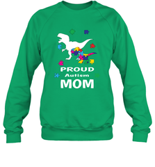 Proud Autism Mom T Rex Dinosaur Autism Awareness Crewneck Sweatshirt Crewneck Sweatshirt - HHHstores