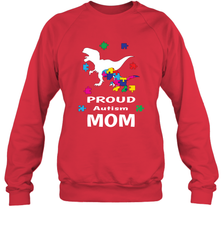 Proud Autism Mom T Rex Dinosaur Autism Awareness Crewneck Sweatshirt Crewneck Sweatshirt - HHHstores