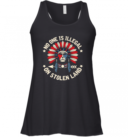 No One Is Illegal On Stolen Land Indigenous Immigrant Women's Racerback Tank Women's Racerback Tank / Black / XS Women's Racerback Tank - HHHstores