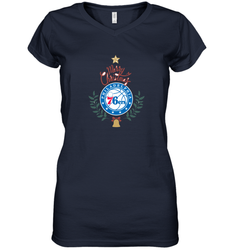 NBA Philadelphia 76ers Logo merry Christmas gilf Women's V-Neck T-Shirt