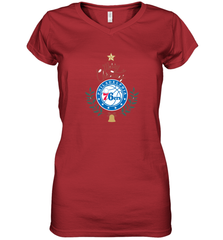 NBA Philadelphia 76ers Logo merry Christmas gilf Women's V-Neck T-Shirt Women's V-Neck T-Shirt - HHHstores