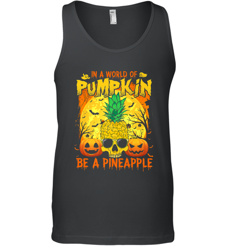 In A World Of Pumpkin Be A Pineapple Skull Halloween Funny Men's Tank Top Men's Tank Top / Black / XS Men's Tank Top - HHHstores
