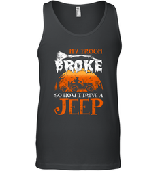 My Broom Broke So Now I Drive A Jeep Funny Witch Halloween Men's Tank Top