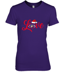 NFL Washington Redskins Logo Christmas Santa Hat Love Heart Football Team Women's Premium T-Shirt Women's Premium T-Shirt - HHHstores