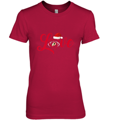NFL Washington Redskins Logo Christmas Santa Hat Love Heart Football Team Women's Premium T-Shirt Women's Premium T-Shirt - HHHstores