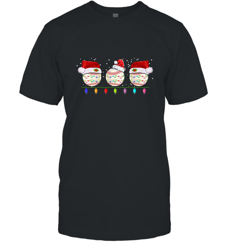 Three Baseball Balls Christmas Gift Santa Xmas lights Snow Men's T-Shirt Men's T-Shirt / Black / S Men's T-Shirt - HHHstores