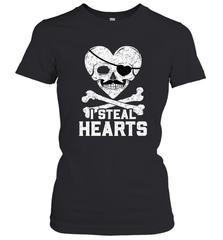 I Steal Hearts Valentine's Day Pirate Skull Art Graphics Women's T-Shirt Women's T-Shirt - HHHstores