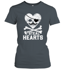 I Steal Hearts Valentine's Day Pirate Skull Art Graphics Women's T-Shirt Women's T-Shirt - HHHstores