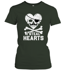 I Steal Hearts Valentine's Day Pirate Skull Art Graphics Women's T-Shirt Women's T-Shirt - HHHstores