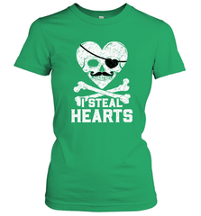 I Steal Hearts Valentine's Day Pirate Skull Art Graphics Women's T-Shirt Women's T-Shirt - HHHstores