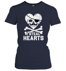 I Steal Hearts Valentine's Day Pirate Skull Art Graphics Women's T-Shirt Women's T-Shirt - HHHstores