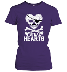 I Steal Hearts Valentine's Day Pirate Skull Art Graphics Women's T-Shirt Women's T-Shirt - HHHstores
