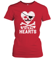 I Steal Hearts Valentine's Day Pirate Skull Art Graphics Women's T-Shirt Women's T-Shirt - HHHstores