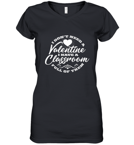 Valentine's Day Teacher School classroom Art Heart Lover Women's V-Neck T-Shirt Women's V-Neck T-Shirt / Black / S Women's V-Neck T-Shirt - HHHstores