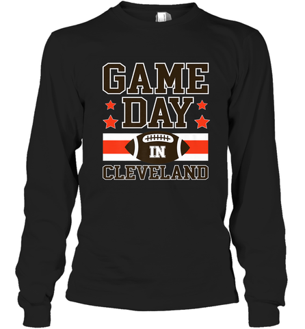 NFL Cleveland Game Day Football Home Team Colors Long Sleeve T-Shirt Long Sleeve T-Shirt / Black / S Long Sleeve T-Shirt - HHHstores