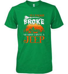 My Broom Broke So Now I Drive A Jeep Funny Witch Halloween Men's Premium T-Shirt