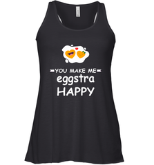 You Make Me Eggstra happy,Funny Valentine His and Her Couple Women's Racerback Tank Women's Racerback Tank - HHHstores