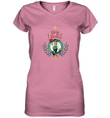 NBA Boston Celtics Logo merry Christmas gilf Women's V-Neck T-Shirt Women's V-Neck T-Shirt - HHHstores