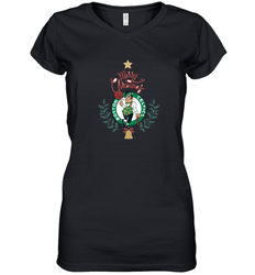 NBA Boston Celtics Logo merry Christmas gilf Women's V-Neck T-Shirt