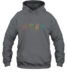 Love ASL Sign language Alphabet Valentines Day Gift idea Hooded Sweatshirt Hooded Sweatshirt - HHHstores