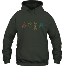 Love ASL Sign language Alphabet Valentines Day Gift idea Hooded Sweatshirt Hooded Sweatshirt - HHHstores