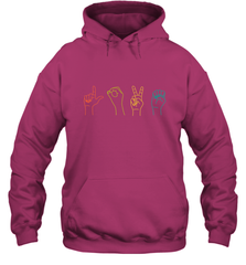 Love ASL Sign language Alphabet Valentines Day Gift idea Hooded Sweatshirt Hooded Sweatshirt - HHHstores