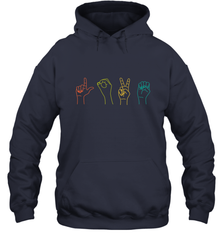Love ASL Sign language Alphabet Valentines Day Gift idea Hooded Sweatshirt Hooded Sweatshirt - HHHstores
