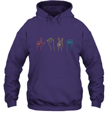Love ASL Sign language Alphabet Valentines Day Gift idea Hooded Sweatshirt Hooded Sweatshirt - HHHstores