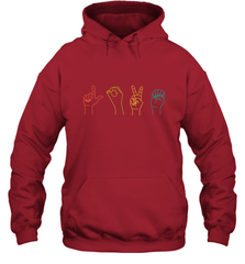 Love ASL Sign language Alphabet Valentines Day Gift idea Hooded Sweatshirt Hooded Sweatshirt - HHHstores