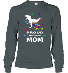 Proud Autism Mom T Rex Dinosaur Autism Awareness Long Sleeve T-Shirt Long Sleeve T-Shirt - HHHstores