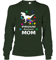 Proud Autism Mom T Rex Dinosaur Autism Awareness Long Sleeve T-Shirt Long Sleeve T-Shirt - HHHstores