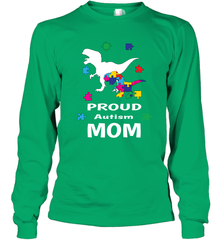 Proud Autism Mom T Rex Dinosaur Autism Awareness Long Sleeve T-Shirt Long Sleeve T-Shirt - HHHstores