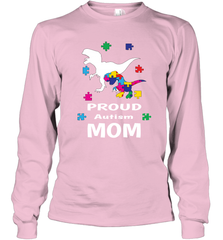 Proud Autism Mom T Rex Dinosaur Autism Awareness Long Sleeve T-Shirt Long Sleeve T-Shirt - HHHstores