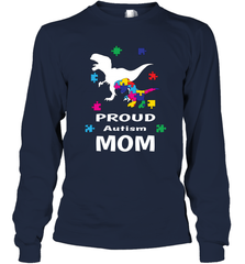 Proud Autism Mom T Rex Dinosaur Autism Awareness Long Sleeve T-Shirt Long Sleeve T-Shirt - HHHstores