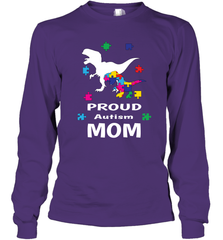 Proud Autism Mom T Rex Dinosaur Autism Awareness Long Sleeve T-Shirt Long Sleeve T-Shirt - HHHstores