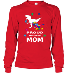 Proud Autism Mom T Rex Dinosaur Autism Awareness Long Sleeve T-Shirt Long Sleeve T-Shirt - HHHstores