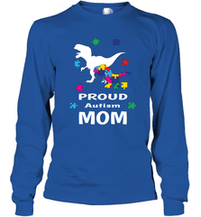 Proud Autism Mom T Rex Dinosaur Autism Awareness Long Sleeve T-Shirt Long Sleeve T-Shirt - HHHstores