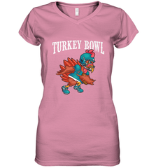 Cool Turkey Bowl _ Funny Thanksgiving Football Player Women's V-Neck T-Shirt Women's V-Neck T-Shirt - HHHstores