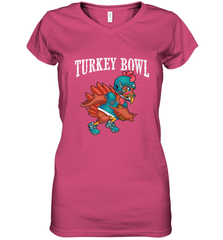 Cool Turkey Bowl _ Funny Thanksgiving Football Player Women's V-Neck T-Shirt Women's V-Neck T-Shirt - HHHstores