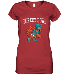 Cool Turkey Bowl _ Funny Thanksgiving Football Player Women's V-Neck T-Shirt Women's V-Neck T-Shirt - HHHstores