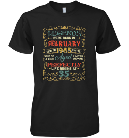 Legends Were Born In FEBRUARY 1985 35th Birthday Gifts Men's Premium T-Shirt Men's Premium T-Shirt / Black / XS Men's Premium T-Shirt - HHHstores