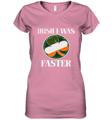 Irish I Was Faster Funny Running St Patricks Day Women's V-Neck T-Shirt Women's V-Neck T-Shirt - HHHstores