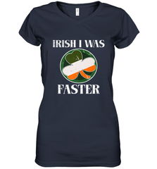 Irish I Was Faster Funny Running St Patricks Day Women's V-Neck T-Shirt Women's V-Neck T-Shirt - HHHstores