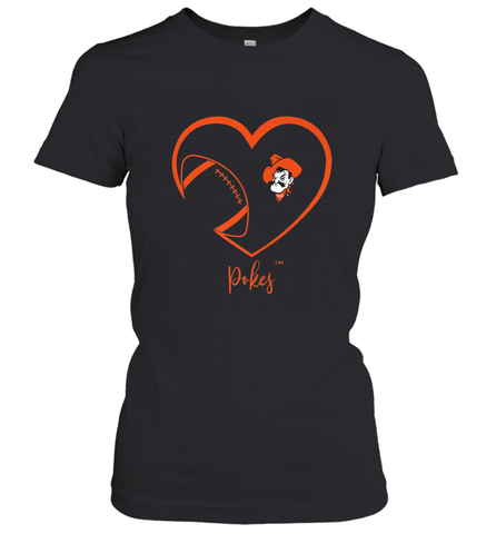 Oklahoma State Cowboys Football Inside Heart  Team Women's T-Shirt Women's T-Shirt / Black / S Women's T-Shirt - HHHstores